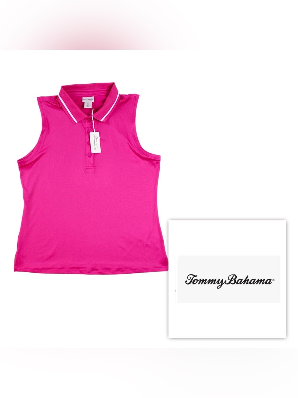 NWT $118 Tommy Bahama Everyday active Women S Sleeveless Polo Top Hot Pink golf